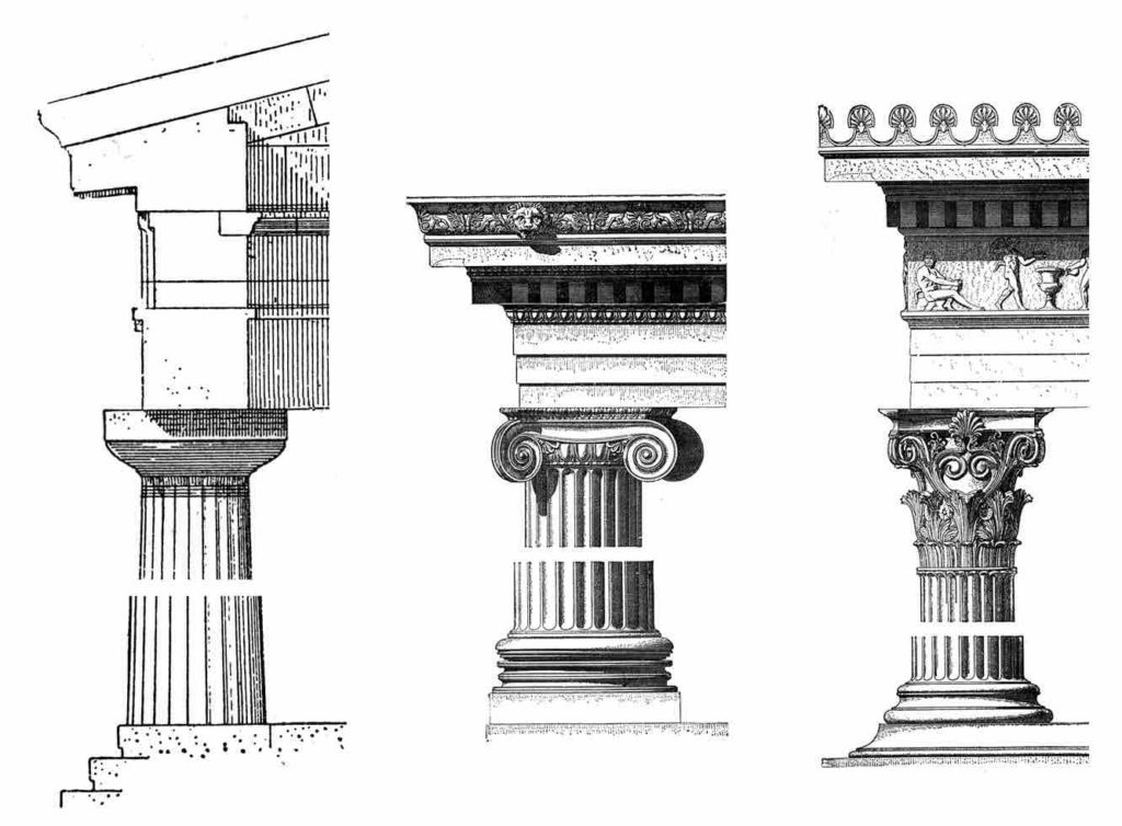 Zeichnungen verschiedener Säulenordnungen