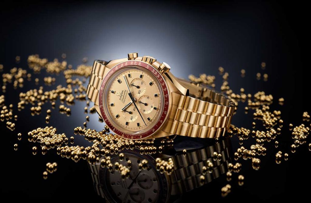 Seltene goldene Armbanduhr von Omega