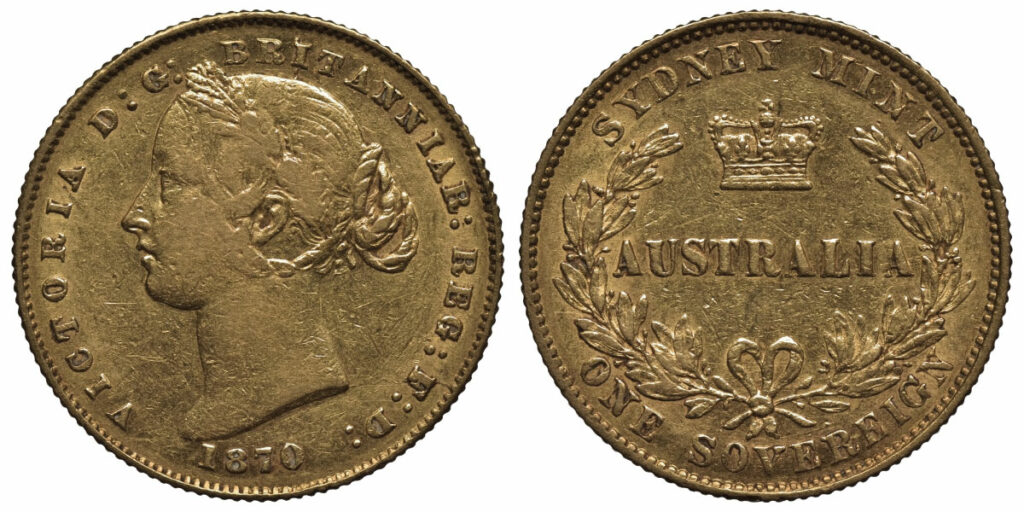 Goldene Münze mit Vorder- und Rückseite