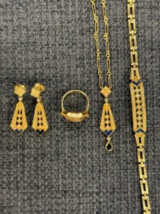Art-déco Schmuckset aus Gold